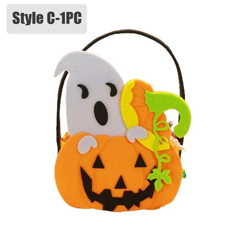 

1-6 шт. Хэллоуин Тыква Фетровая Конфетная Сумка Trick or Treat Хозяйственная Сумка Подарочная Сумка с Ручкой для Детей Праздничные Вечеринки Принадлежности Украшение As shown