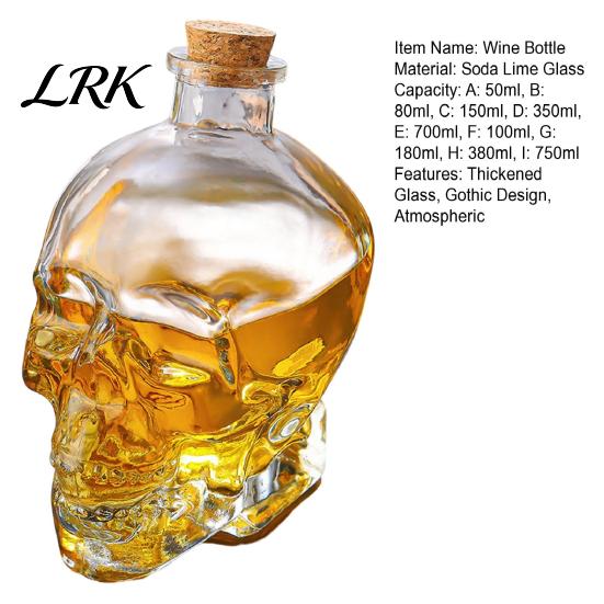 Bottiglia in Vetro Borosilicato Ispessito Decanter a Forma di Teschio, Whiskey Gotico 3D con Tappo in Sughero Tappo Regalo Unico, Dispenser Liquori Novità per la Casa