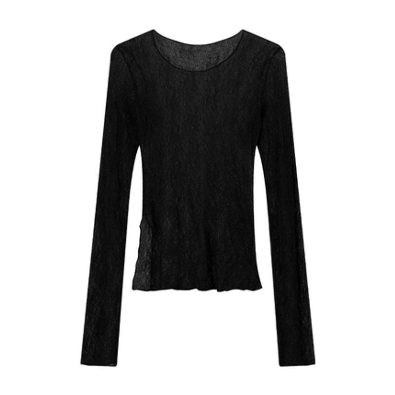 

Sneaky Design Sexy Cutout Split Tops Lace Shirt Black One size