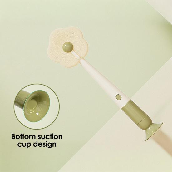 Cleaning Brush Soft Flower-shaped Sponge Head Long Handle Cup Brush Suction Base Bottles Water Cups Cleaning Scrubber