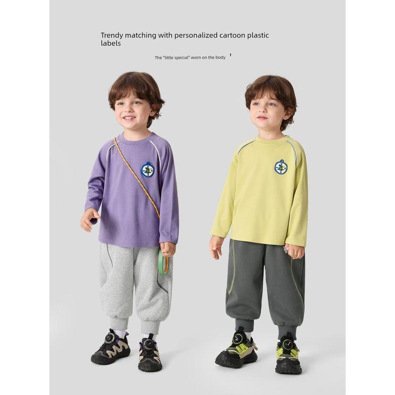 Right European Style Boys' Outdoor Style Raglan Sleeve Long-Sleeve T-Shirt 2026 Spring and Autumn New Children's Clothing Baby Top