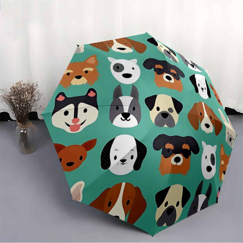 1pc Dogs Pets Automatic Open 8-Rib Windproof Umbrella, Travel & Commuting, Suitable for All Seasons