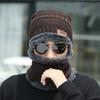 outdoor winter scarf, gloves, collar, and cashmere warm knitted hat set for cycling needs Three piece men's windproof hat