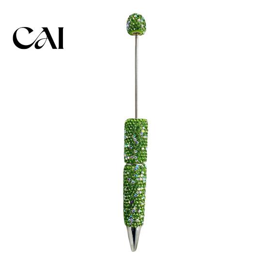 Crystal Diamond Gel Pen Beadable Pens, Bling Rhinestone Beaded DIY Bead Pen, Shaft Decorative Craft Black Ink Ballpoint Pens for Decorations