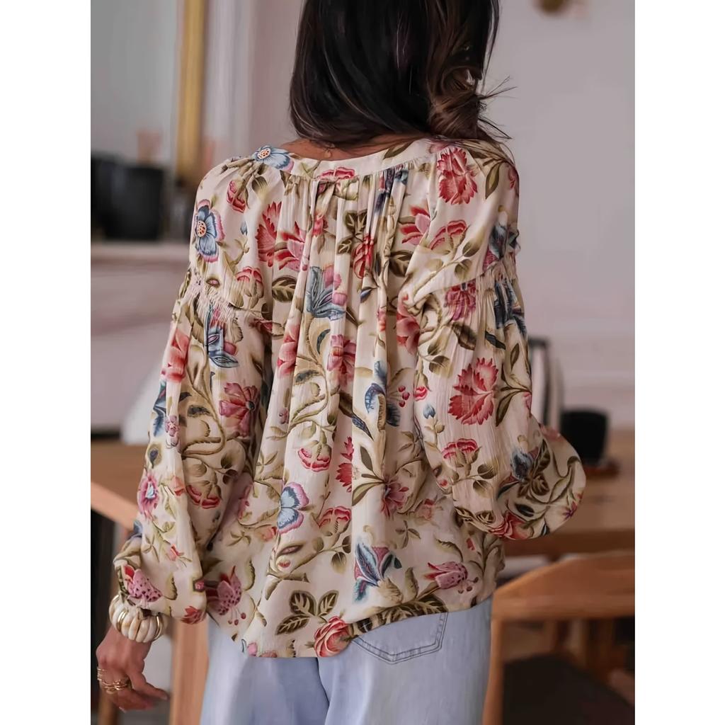 Women's Printed Long Sleeve Shirt Spring Autumn Casual Blouse Top For Women European American Fashion Foreign Trade Crossbody Apparel