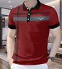 202 men's Korean version printed POLO shirt short-sleeved business lapel POLO shirt casual striped POLO shirt short-sleeved top