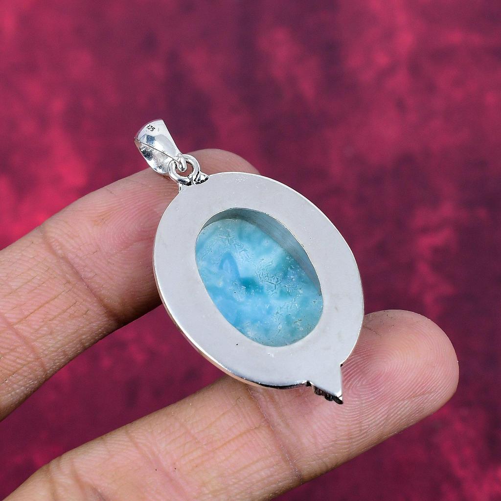 Larimar Pendant, 925 Sterling Silver Pendant Jewelry. Gift For Women Handmade Pendant Gemstone Jewelry
