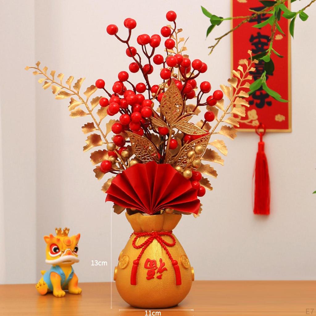 Artificial Flowers Potted Flower Ornaments Decorative Table Centerpieces Year