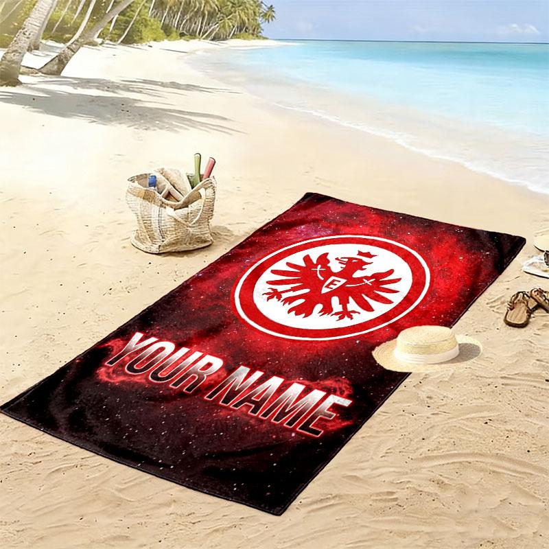 Individuelles Eintracht Frankfurt Aufdruck Strandtuch, Großes Weiches Schnelltrocknendes Handtuch für Strand Camping Schwimmen