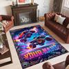 Monster Truck Theme Crystal Velvet Rug Personalized Custom Name Text Soft Floor Mat Home Decor