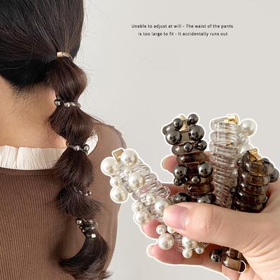 Pearl Hair Loop, High Elasticity Headband, High Ponytail Braided Hair Artifact, Telephone Cable, High-end Headwear Accessory.