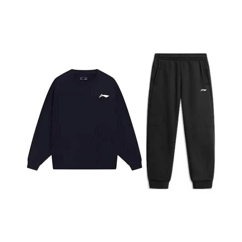 

Li Ning Минималистичная однотонная свободная удобная универсальная футболка с круглым вырезом и длинным рукавом, повседневный спортивный комплект, унисекс, топы YTLU051-1+AKLUA73-6 4XL