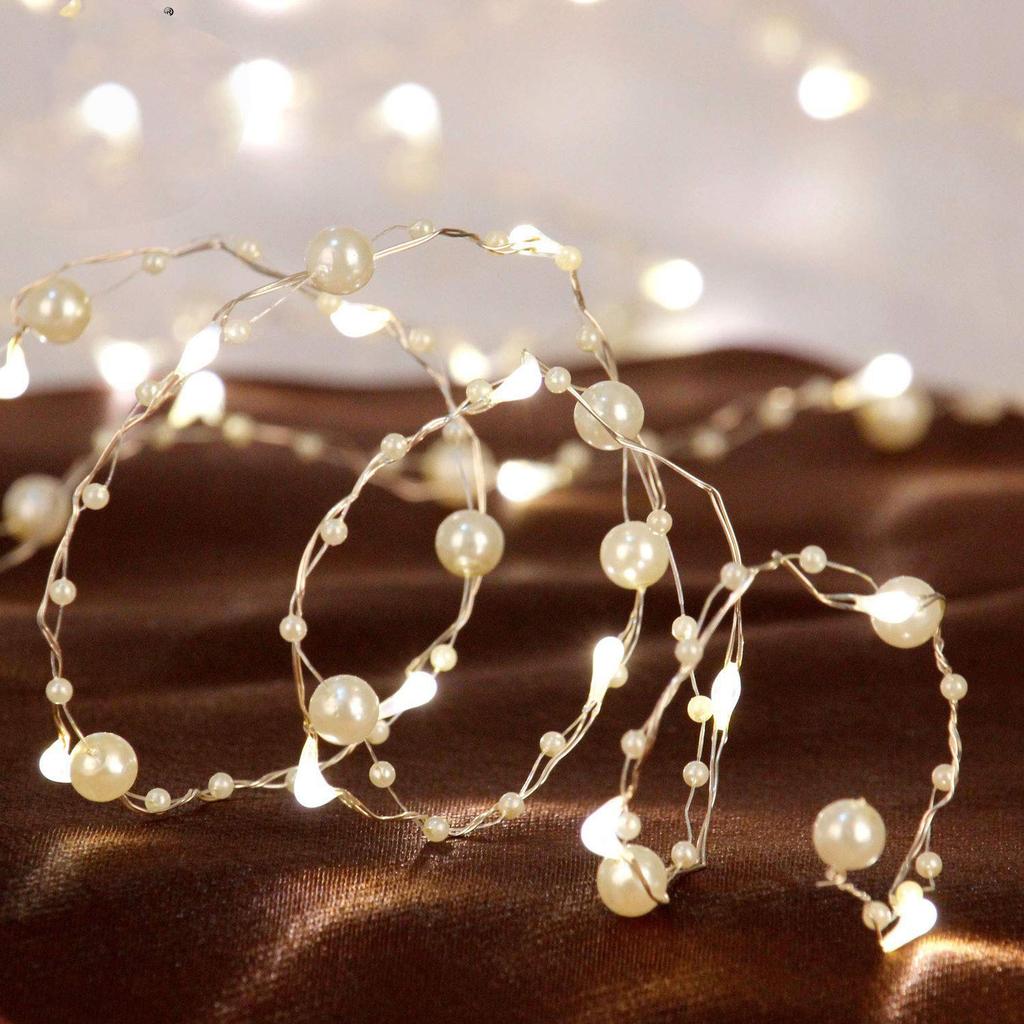 1pc Smart LED Copper Wire Lights , Pearl-Shaped String Lights, Battery-Powered for Home, Holiday Decor, Christmas & Weddings
