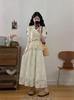 French Bohemian Crochet Vest, T-Shirt & Skirt Set