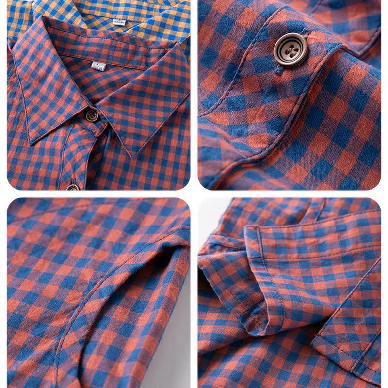 Women's Summer Loose Plaid Short Sleeve Shirt