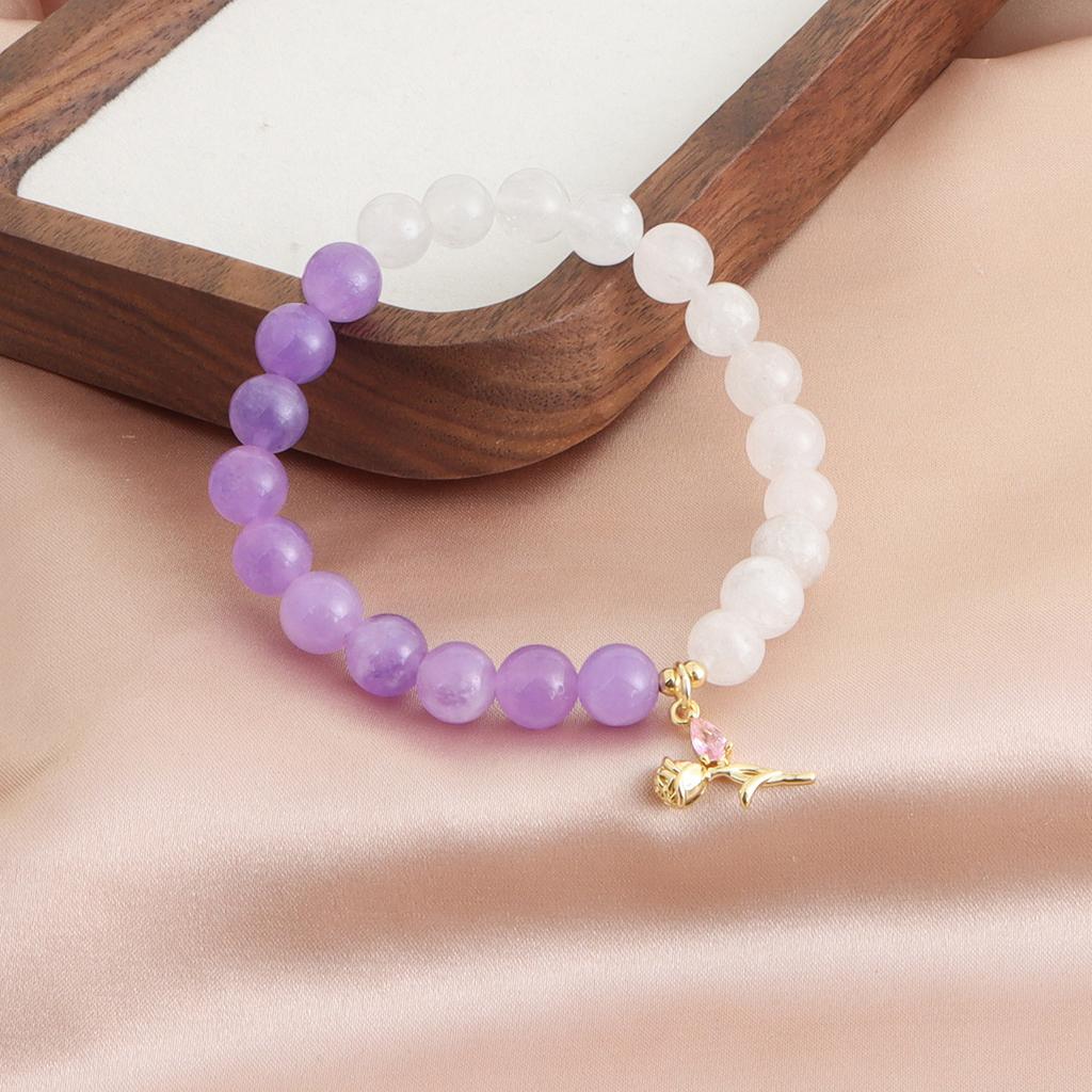 Natural amethyst bracelet, chalcedony lychee frozen flower Fengjiu bracelet, girlfriend jewelry, versatile national style