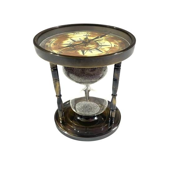 Brass Compass Sand Timer 15.24 cm Nautical Desk Decor, Maritime Birthdays, Anniversaries, Graduations, Retirements Gift
