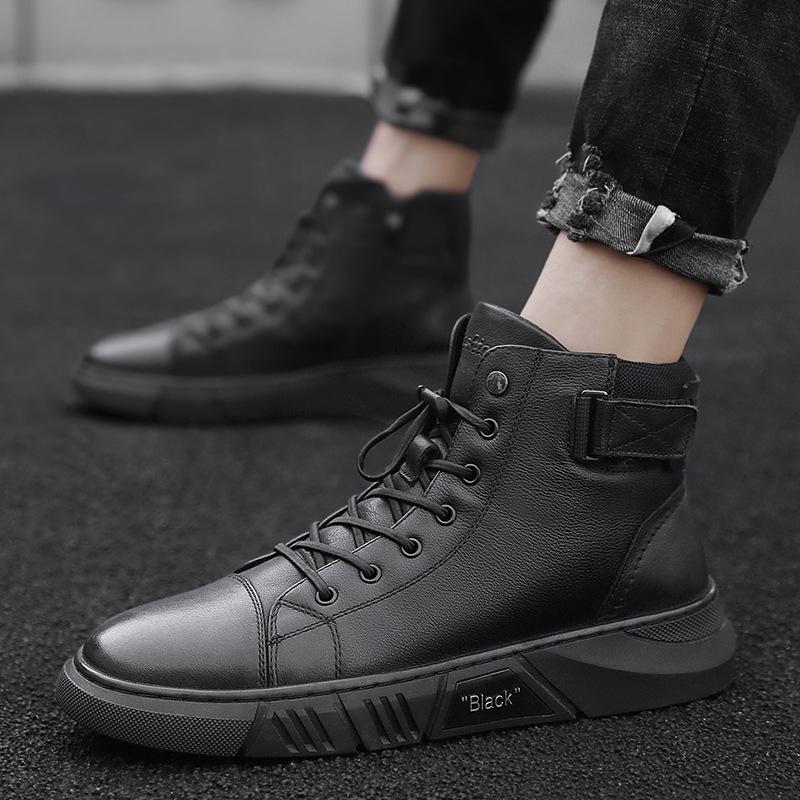 New autumn and winter high-top shoes Martin boots casual shoes British men's boots high-top medium tube shoes