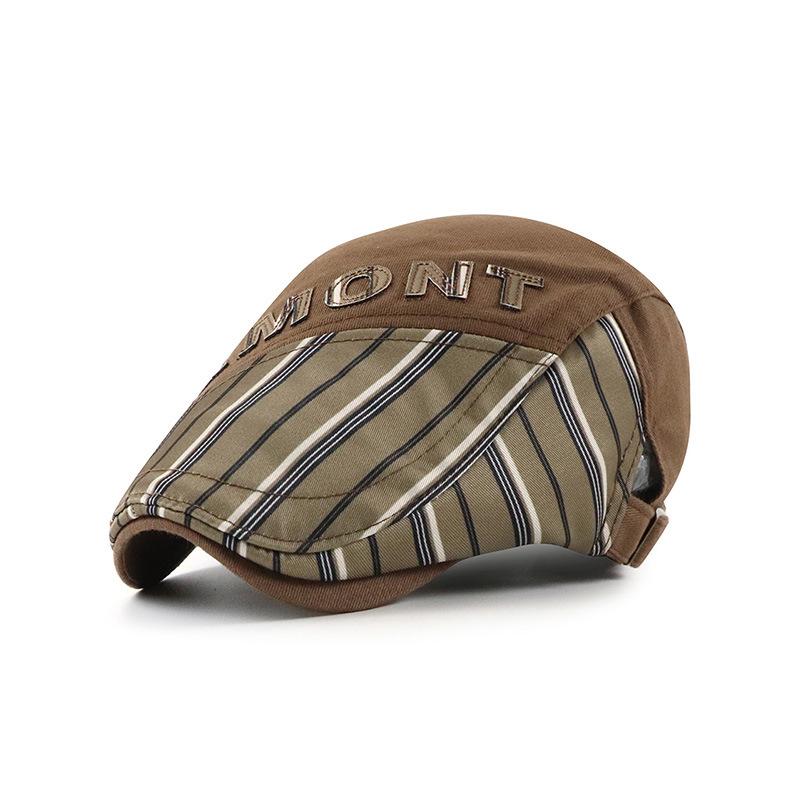New-style Patchwork Striped Baseball Cap, Men's Casual Sun Hat, Flat Cap, Beret