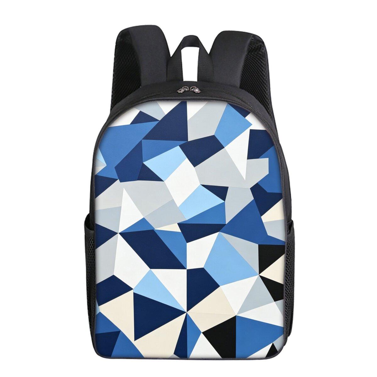 Geometrische Driehoek Print Enkellaags Rugzak Eenvoudige Stijl voor Jongens/Meisjes Kinderen Beste Cadeaus 2D Platte Cartoon Schooltassen