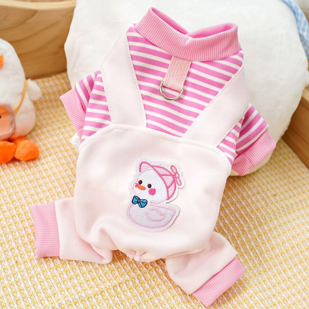 Four-legged Pet Dog Big Dog Cat Autumn/Winter Hoodie Plus Fleece Clothing Supplies Chips Striped Teddy