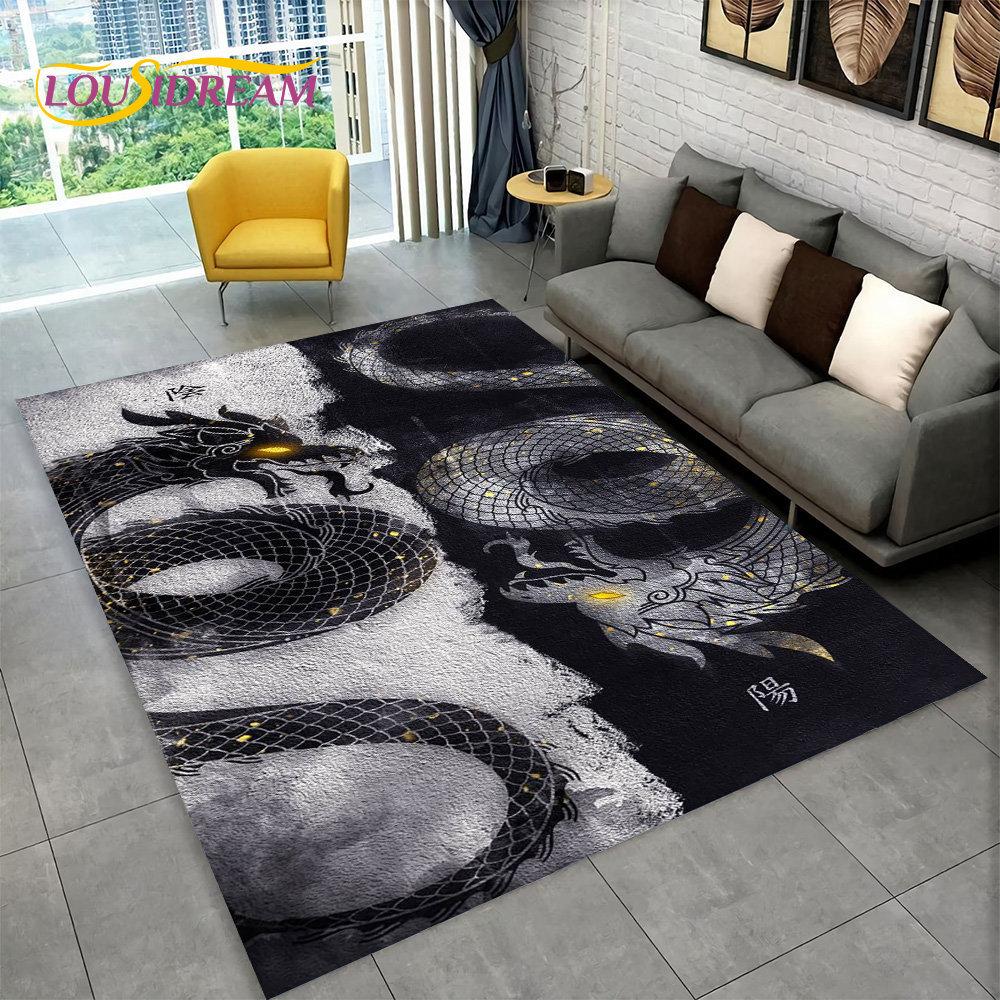 Duży dywanik z motywem smoka z kreskówek, dywanik do salonu, sypialni, sofy, wycieraczka, dekoracja kuchni, dzieci bawią się antypoślizgową matą podłogową