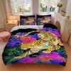 Floral Leopard Bedding 3 Piece Set HD Print Duvet Cover Pillowcases for Teens Adult Bedroom Decoration Christmas Gift