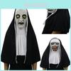 Skrämmande Nunnan Skräckmask Valak Läskig Heltäckande Design Med Huvudduk