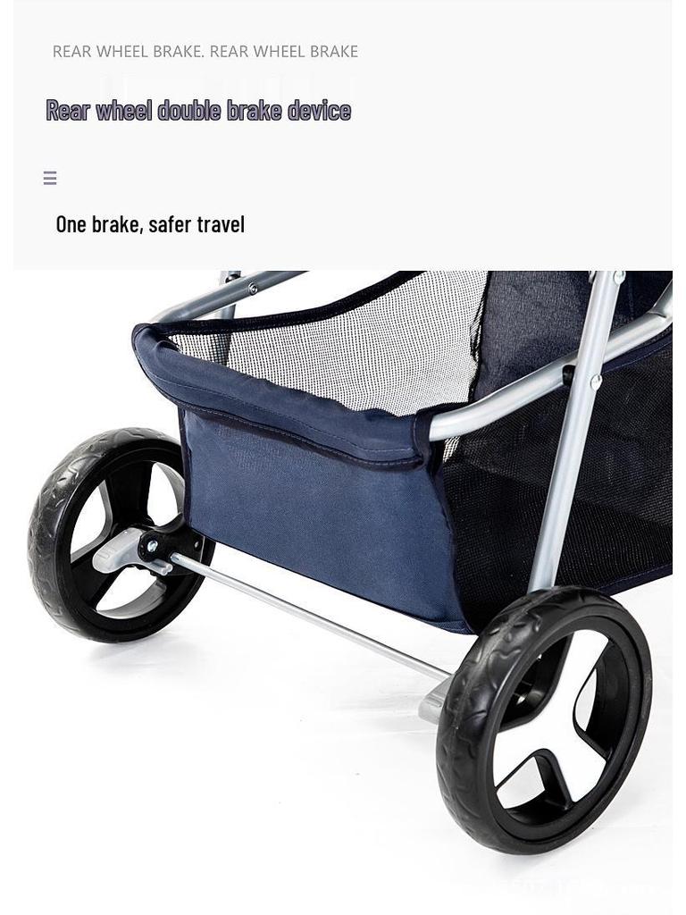 Foldable Lightweight Pet Stroller for Cats and Dogs - Four-Wheeled Design