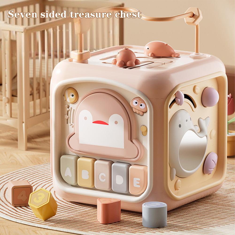 Baby Activity Cube Cute Cartoon Animal Activity Play Cube With Music Sensory Toys Gifts For Toddlers Ages 0-3