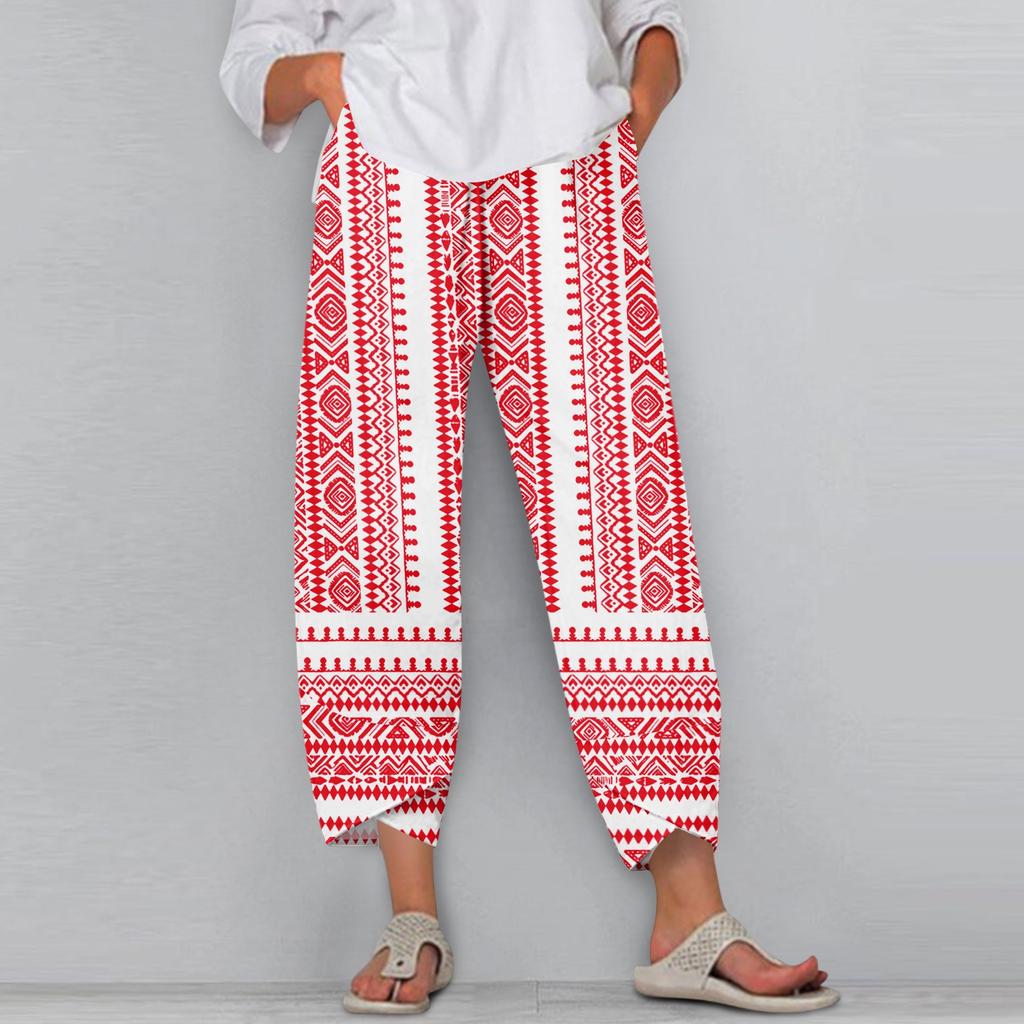 Women's Pants  With Pockets Casual Trousers Pants For Women Summer Casual Wide Leg Elastic Waist Pants With Pockets