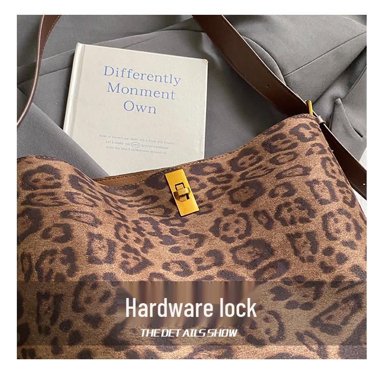 Leopard Print Suede Tote: Versatile Large-Capacity Crossbody for Autumn/Winter