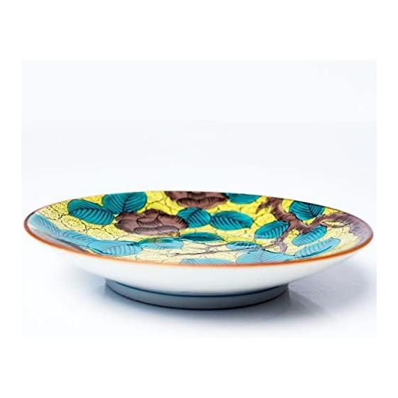 Washa no Kura Plate Stylish Kutani Ware Masterpiece Small Plate Old Kutani Aote Camellia Illustration Pottery Small Plate Serving Plate Brand