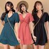 "Women's Plus Size Conservative One-Piece Swimsuit - Belly-Covering, Slimming, Holiday & Hot Spring-Ready"