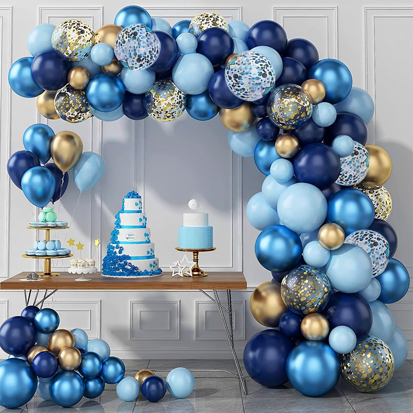 

161Pcs Blue Balloon Arch Kit Reusable Light Blue and Metallic Gold Balloon Garland Background Decoration for Baby Shower Wedding
