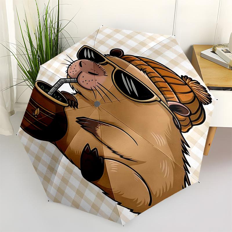 

Capybara Themed Travel Umbrella-8 Ribs Automatic Opening and Closing, Portable Folding Design, Compact and Stylish Umbrella Suitable for Out