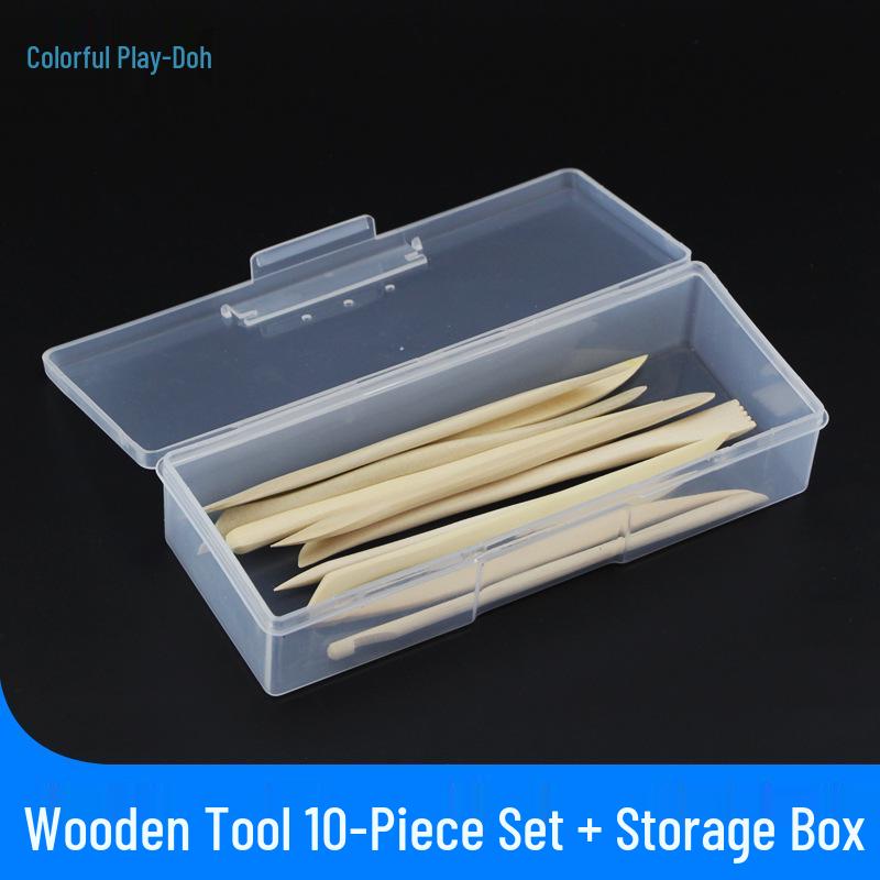10-Piece Polymer Clay Modeling & Carving Tool Set with Wood Storage for DIY Pottery and Sculpture