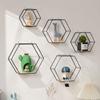 Raft de perete plutitor metalic, montat pe perete, raft hexagonal, suport de afișare pentru obiecte diverse, suport pentru depozitare, decorare acasă, cameră de zi