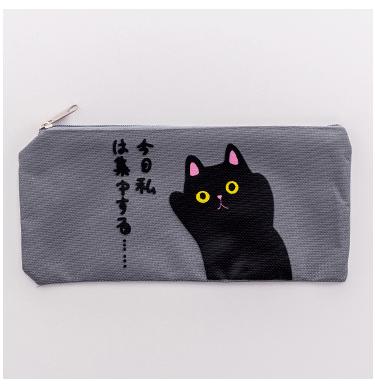 1 Pcs Cute Cartoon Cat Canvas Zipper Pencil Bag Case Children Pen Bags Women Cosmetic Bag Children Gift Stationery