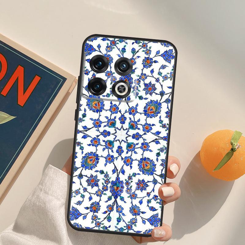 Square Turkish Flower Tiles Case For OnePlus 13T 10T 10R 12R 13R 15 13 12 11 10 9 Pro Nord CE 5 2 3 4 Lite N20 N30 Cover