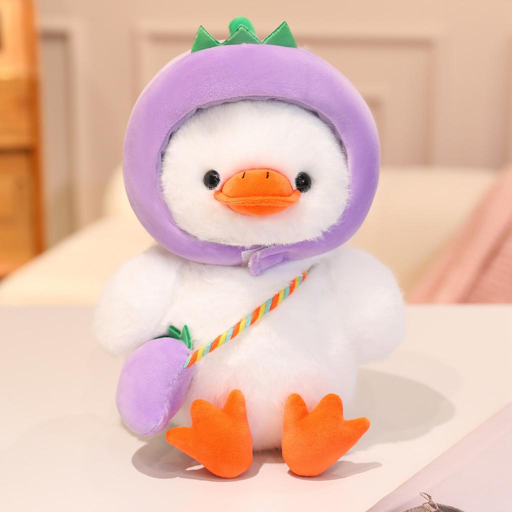 Non-Toxic Creative Vegetables Hat Duck Plush Toys Stuffed Carrot Pepper Eggplant Duck Doll Funny Duck Animal Doll Nice Gift