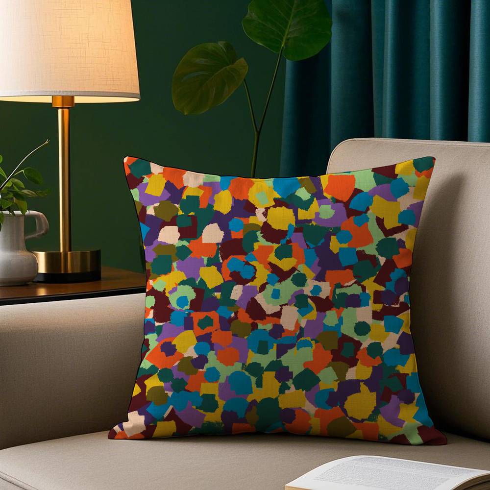 Abstract Colorful Pattern Pillow Case Plush Fabric Soft Pillowcase Double Sided Print Sofa Cushion Cover Throw