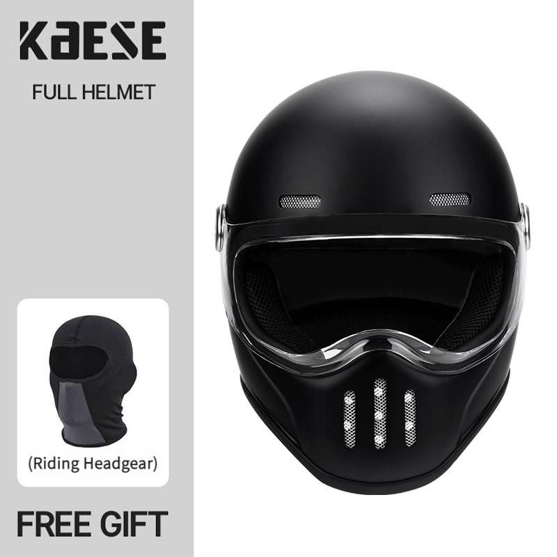 New Fashion Retro Motorcycle Helmets Fiberglass Shell Vintage Cafe Racer Fiber Glass Full Helmet for Motocross Scooter