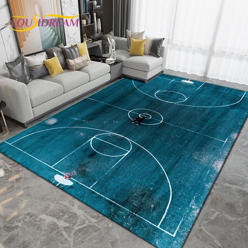 3D Creative Basketball Basketball Court Area Rug,Carpet Rug for Living Room Bedroom,Kitchen Bathroom Doormat Non-slip Floor Mat