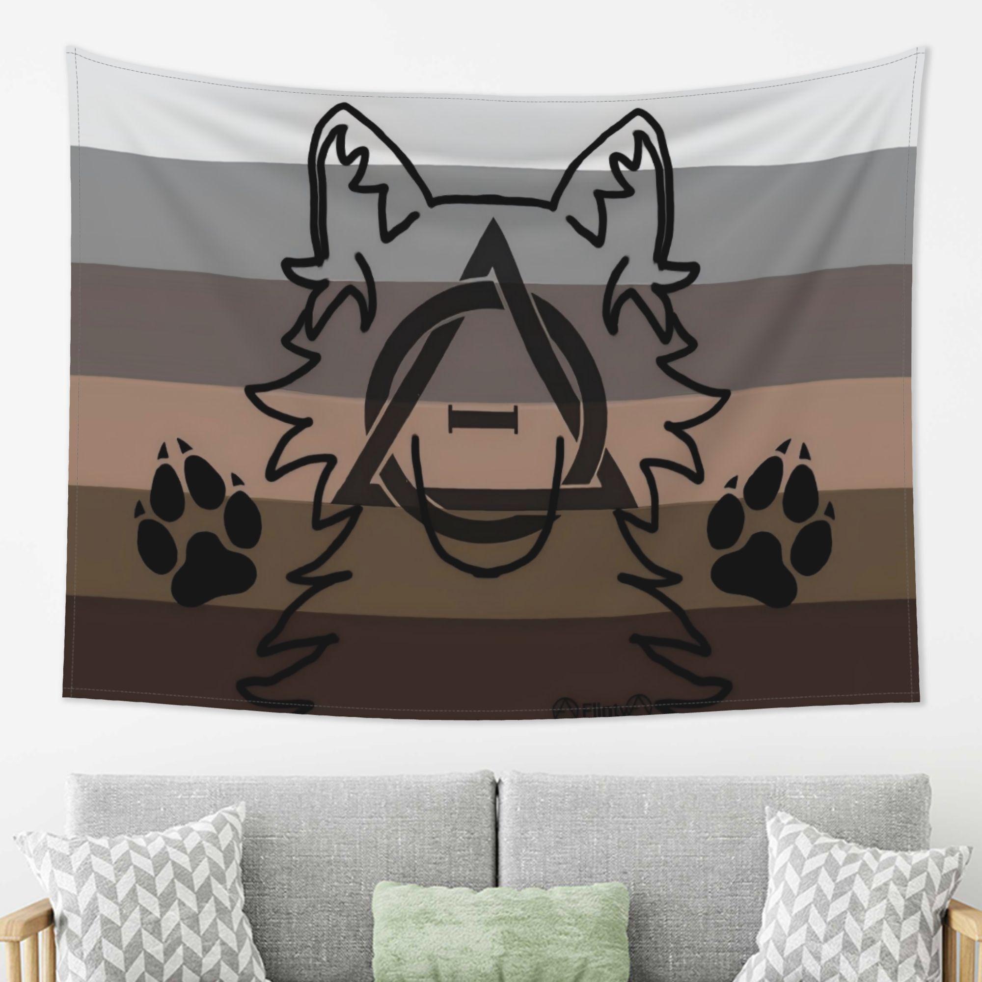 

Grey Wolf Therian Flag Wolf Head Profile Horizontal Wall Hanging Decor for Home Office Party Easy to install 74x94cm(29x37in)