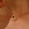 iF ME 5PCS Vintage Brown Opal Pendant Necklaces for Women Maillard Gold Color Metal Geometric Choker Necklaces Y2K Jewelry Accessories