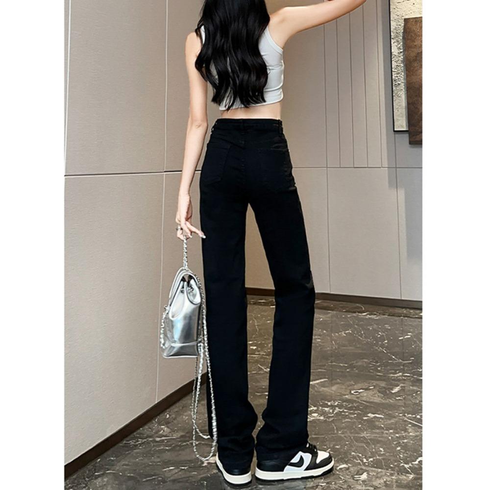 Commuter Versatile Straight Jeans Women's New Summer American Spice Girls High Waist Straight Slim-fit Floor Pants