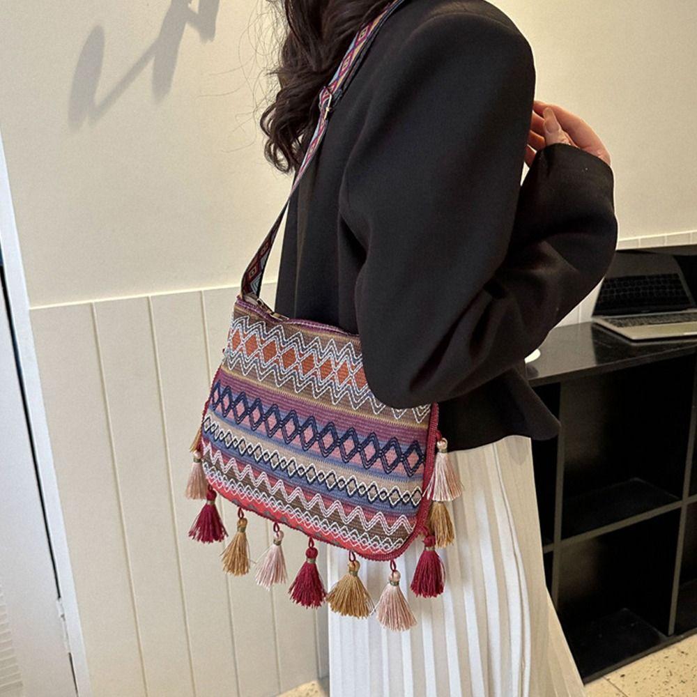 Gewebte Tasche Fransen Umhängetasche Quaste Bohemian Umhängetasche Ethnischer Stil Umhängetaschen Outdoor