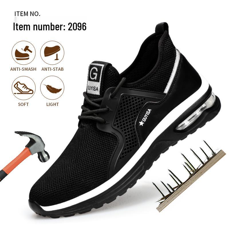 Men's Lightweight Air Cushion Safety Shoes - Wear-Resistant, Anti-Smash, Anti-Puncture Work Shoes