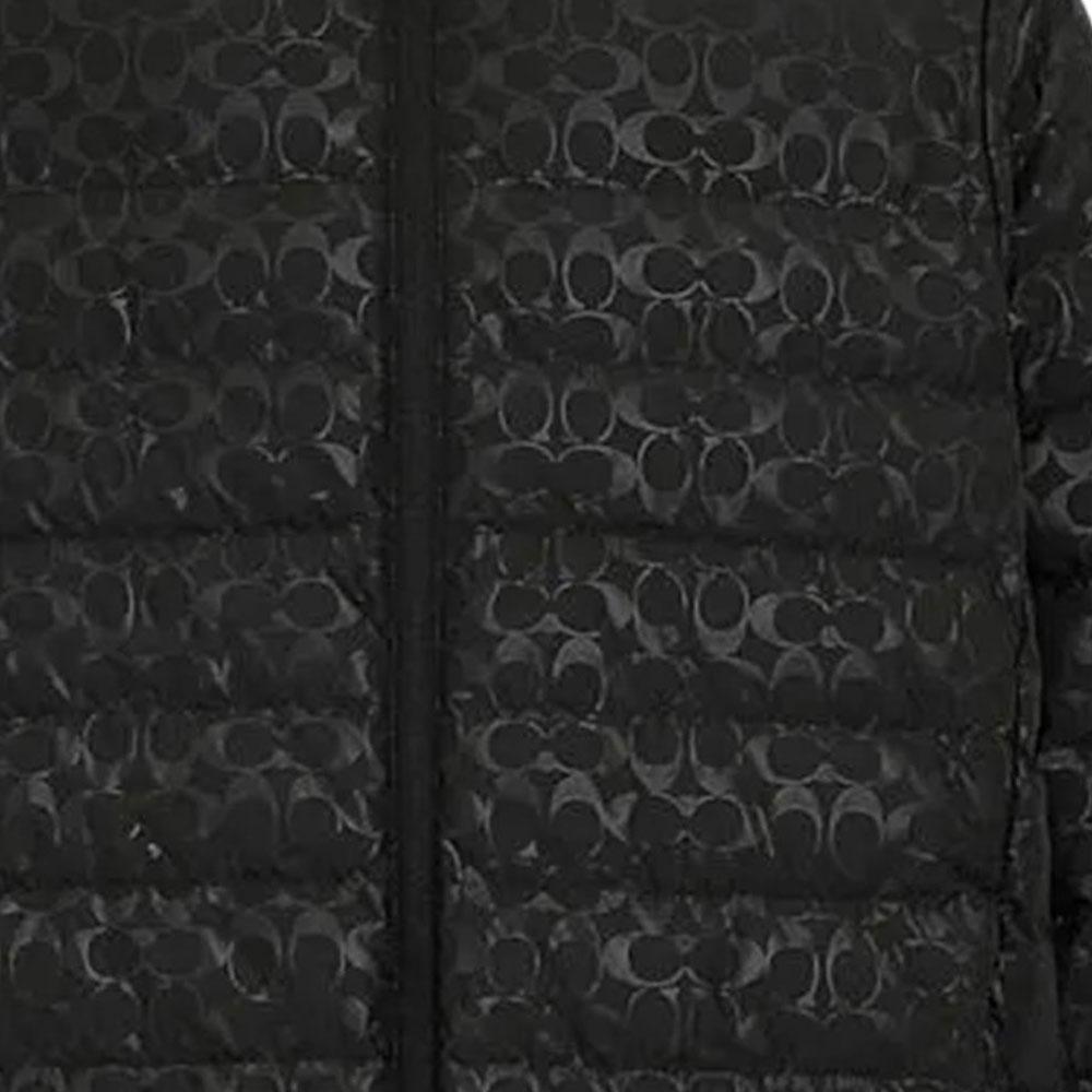 Coach SS24 Jacquard Stand Collar Zipper Long Sleeve Down Jacket Men Outerwear Black CT730-BLK